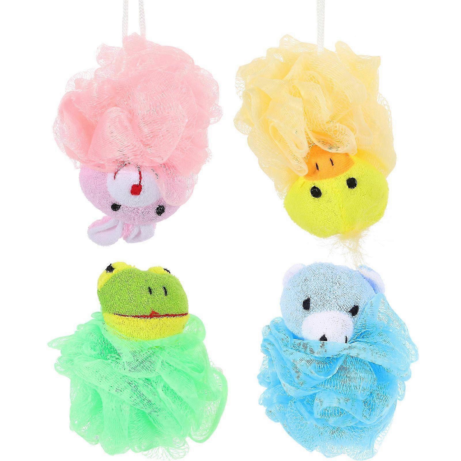 4Pcs Kids Bath Ball Exfoliator Set