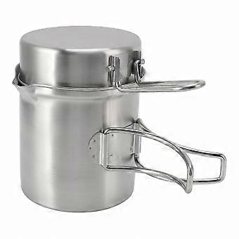 Outdoor Camping and Hiking Wood Stove Cooking Pot Set, Stainless Steel Portable Windproof Cookware