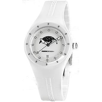 Mirage Mondphasen Schweizer Quarz Analog Damen Uhr mit Silikon Armband MD3006-FL-WT21