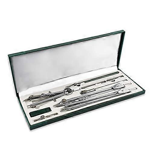 Geometry Set 9 Piece Metal Compass Set with Protractor Durable Math Tools for Students and School