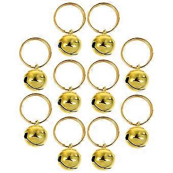 Golden Cat Dog Collar Bell Charm for Decoration 10Pcs Stainless Steel Bells