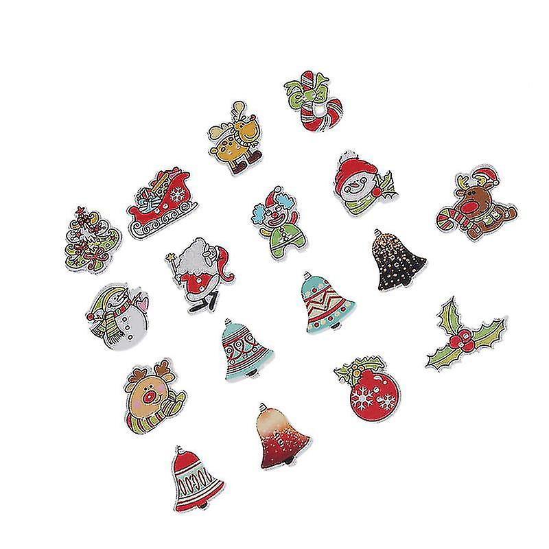 50 Pcs Wooden Buttons Christmas Cartoon Patterns 2 Holes Buttons Sewing Craft Scrapbooking Diy Buttons (mixed)