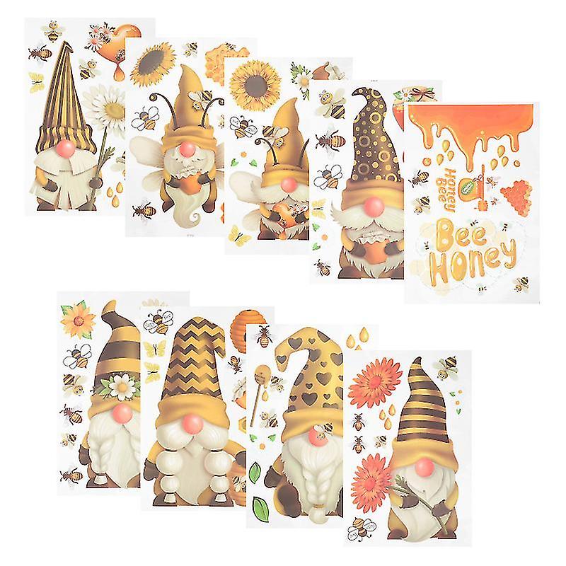 30X20cm黄色の植物ケージ&サポート9枚静電ガラス窓ドアステッカー春の蜂F