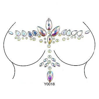 Veeki 1PCS  Luminous Face Jewels Crystal Glitter Stickers , Makeup Green Halloween Rainbow Tears Glow In Dark Rave Accessories
