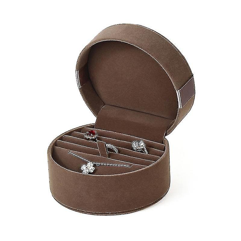 Boîte à bijoux ronde en velours portable avec compartiments
