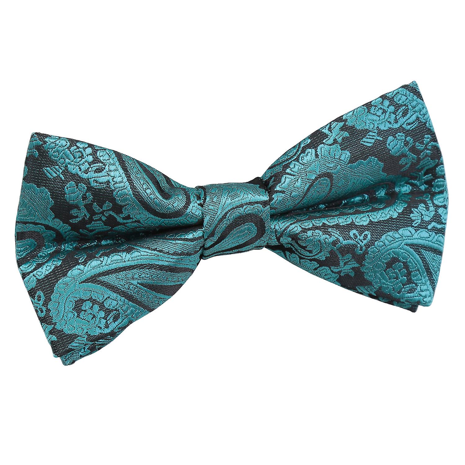 Teal Paisley Pre-Tied Bow Tie