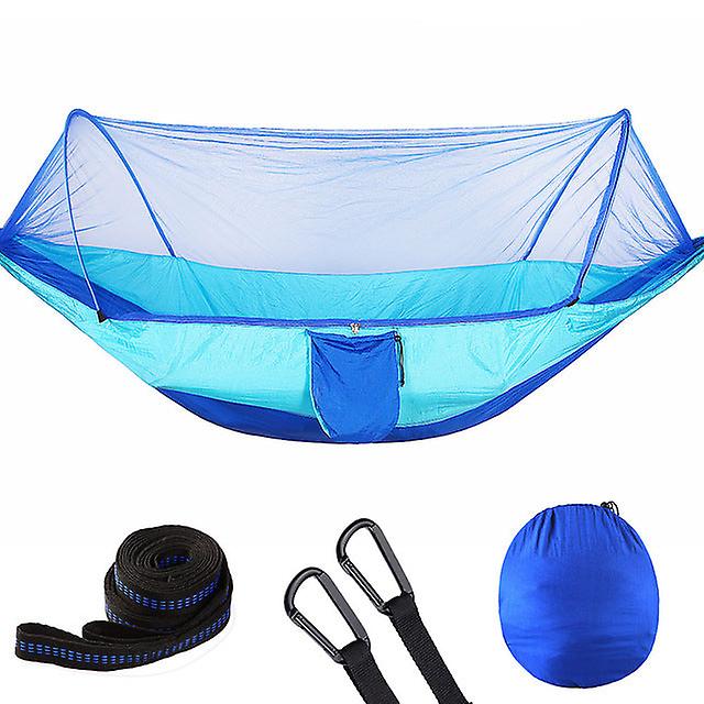 Outdoor Large Camping Hammock With Mosquito Net 2 Person Pop-up Parachute Lightweight Hanging Hammocks Tree Straps Swing Hammock