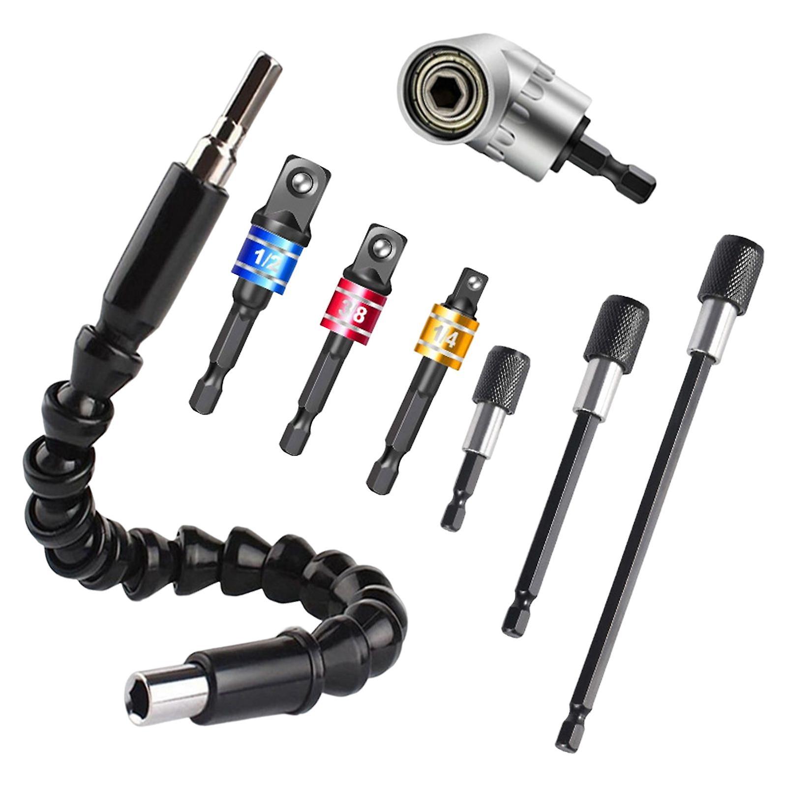 1/4" Right Angle Drill Adapter Extension Screw Driver Tool  8PCS