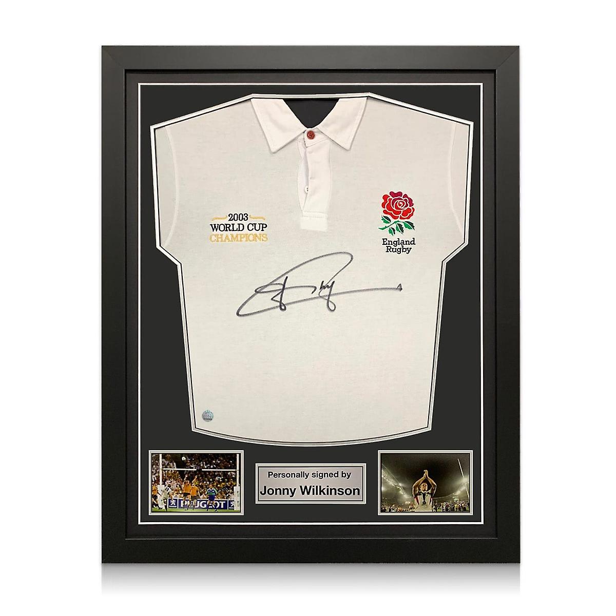 Jonny Wilkinson a signé le maillot de rugby de l’Angleterre. Cadre standard