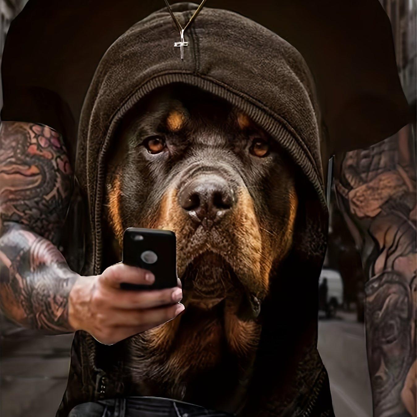 Cool Dog Pattern Print Men S Comfy T-shirt  Graphic Tee Men S Summer Clothes  Men S Outfits