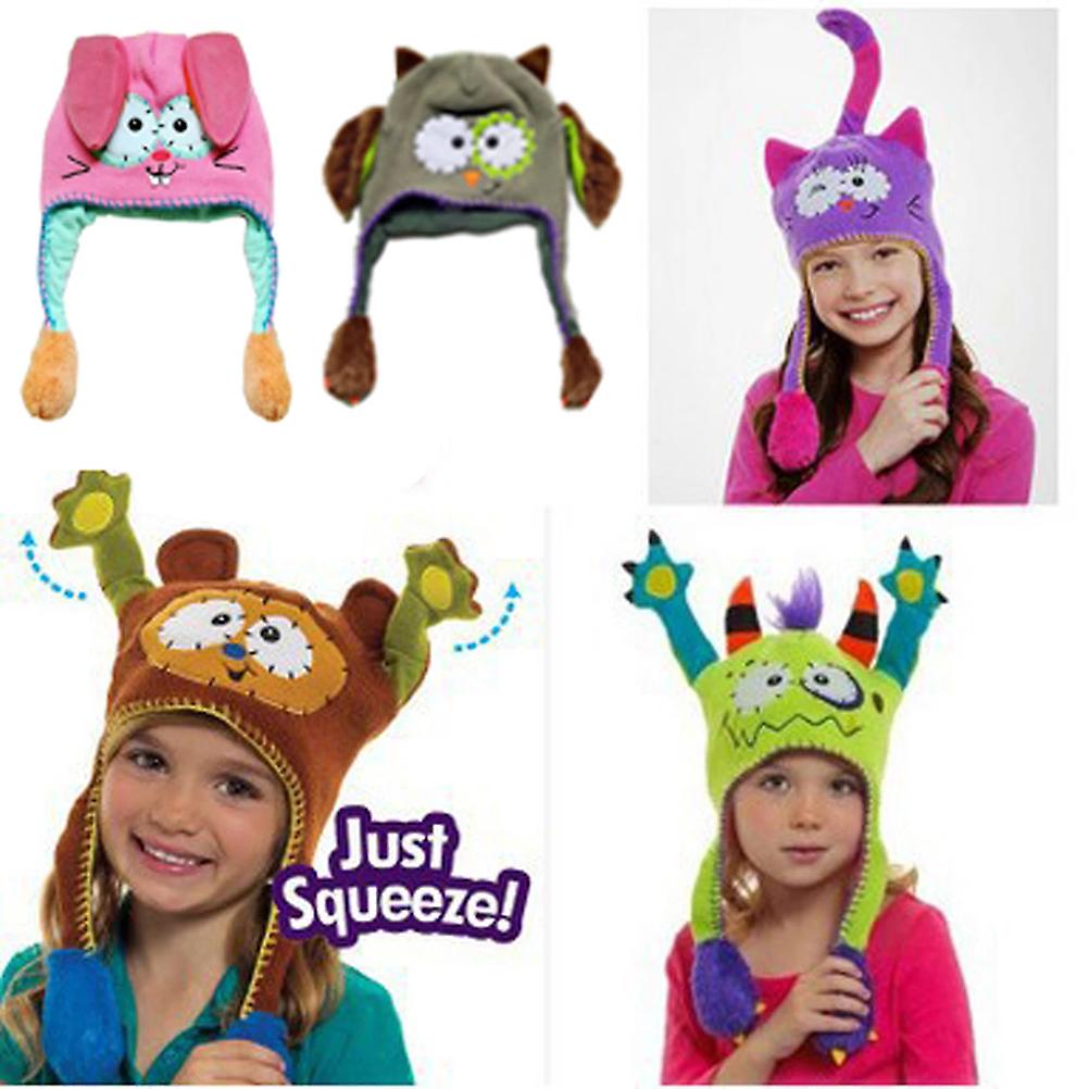 Plush Knitted Wool Kids Winter Hat with Moving Jumping Ears, Age 1+