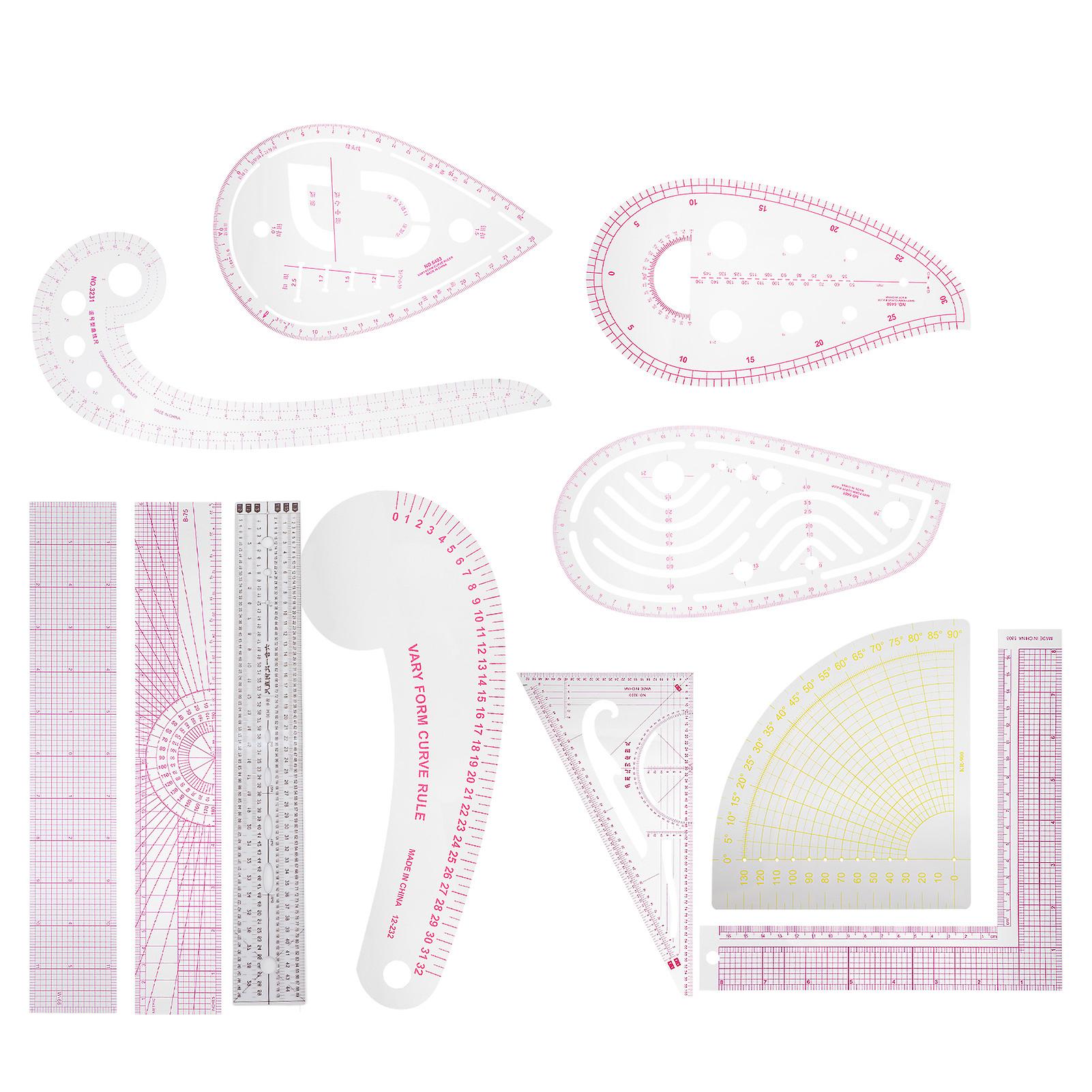 Ensemble de règles de couture, règle de mesure multifonctionnelle, ensemble de règles de couture DIY pour la couture et la confection de vêtements
