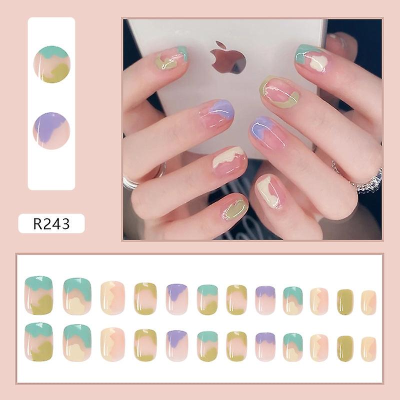 False Nail Tips Fake Artificial Art DIY Finger Cove Detachable Color Short Fresh Cute Finished Produ