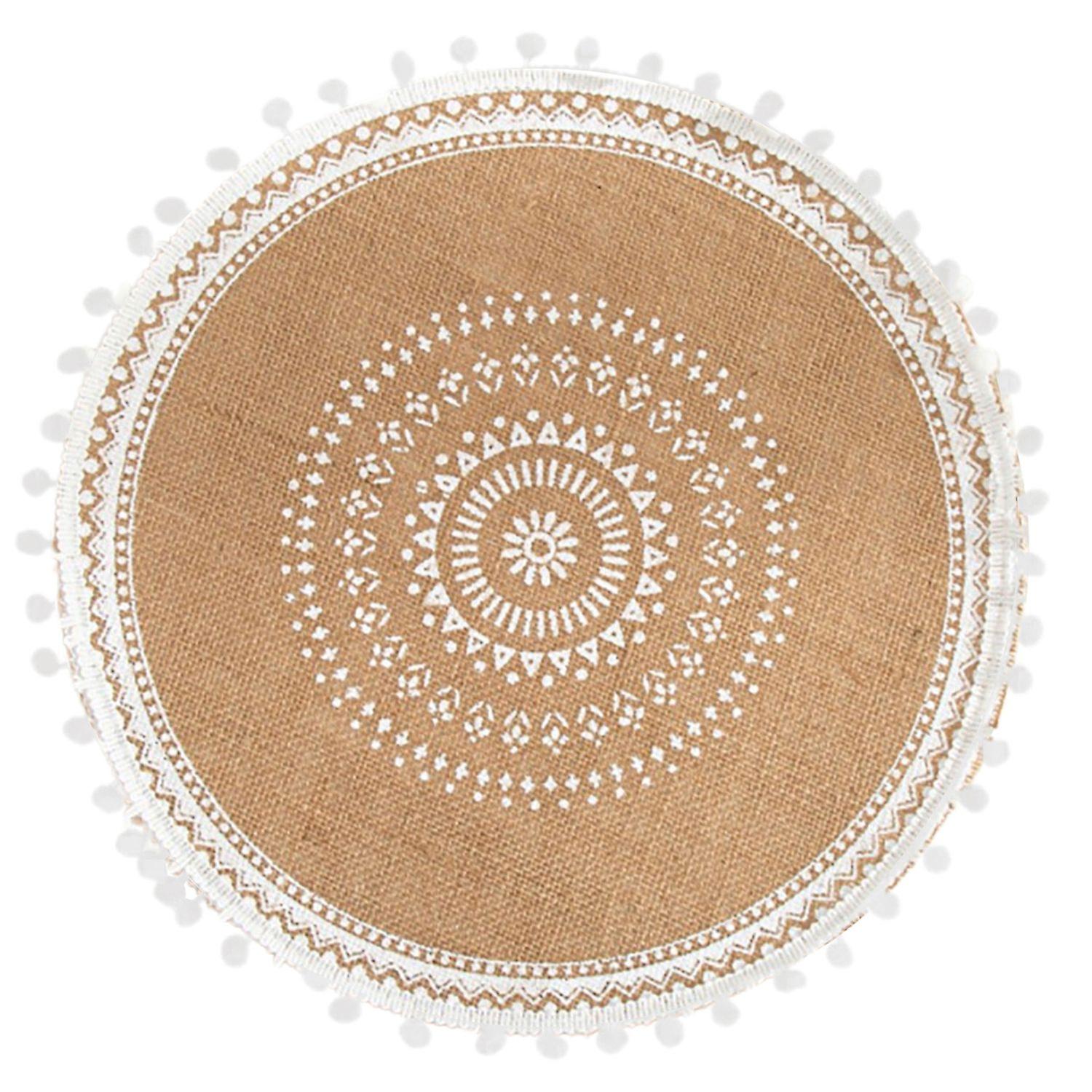 Bowl Coasters Bohemian Foldable Heat Insulation Flax Washable Bowl Cup Mat for Home