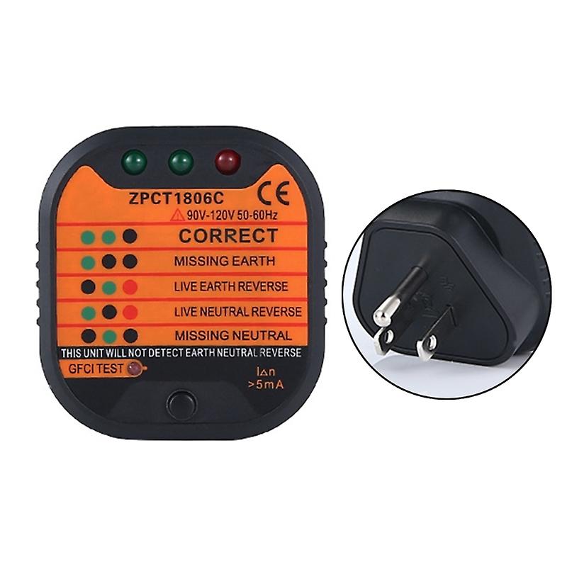 Gfci Tester Receptacle Tester Cat Ii 300v Outlet Tester 48v-250v Uk/eu-/us Electrical Socket Tester With Led Indicator R9uf
