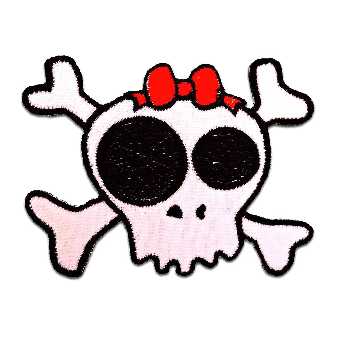 Patch / iron-on patch - skull biker skeleton - pink - 9 x 7 cm - patch patches