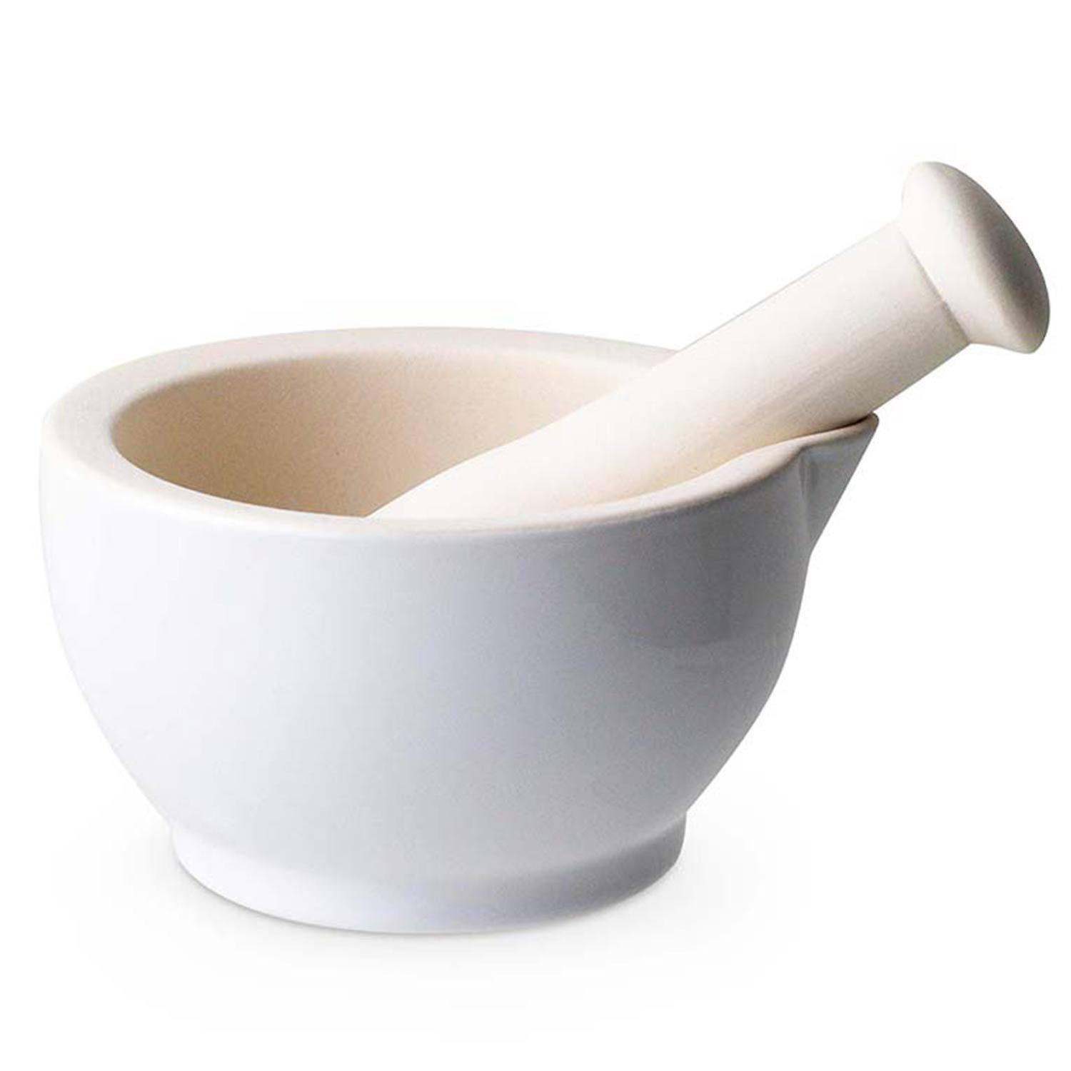 White stoneware mortar + pestle - Ø 10 cm