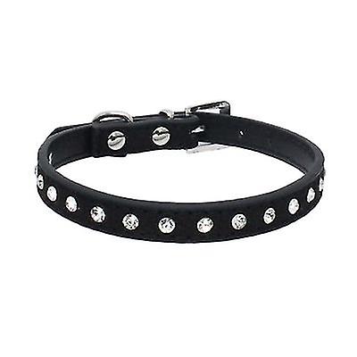 Xs 30*1.5cm ブラックPuレザー+ ダイヤモンドペットカラー Az15862