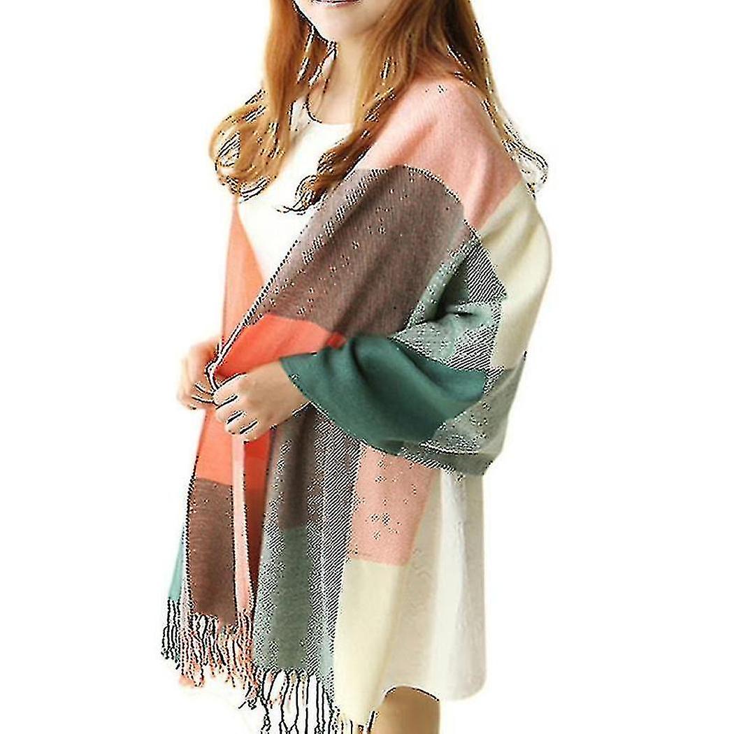 Women Winter Warmer Tartan Scarf Large Checked Shawl Wrap Tassel Cape Women Winter Warmer Tartan Scarf Large Checked Shawl Wrap Tassel Cape