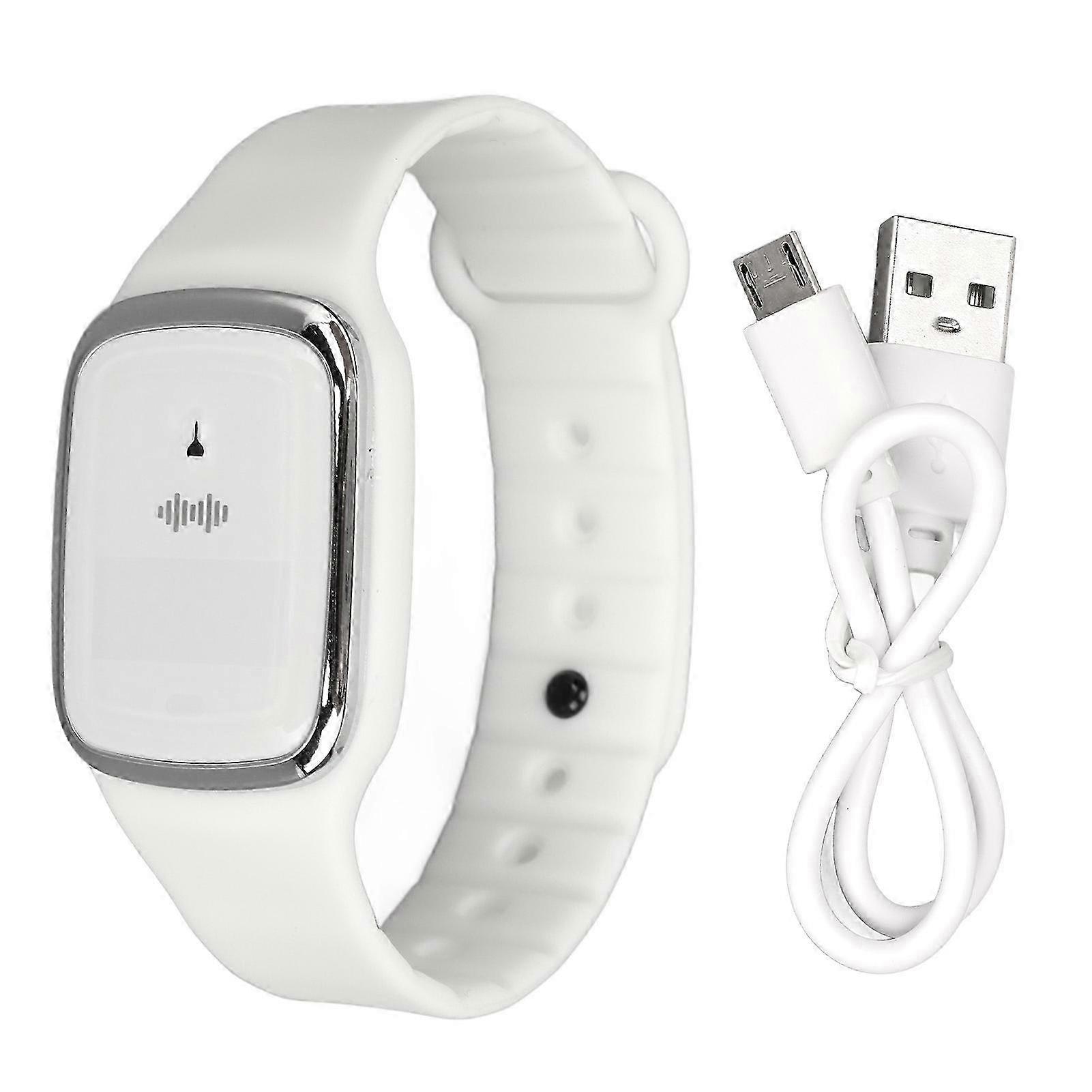 Ultrasonic Mosquito Repellent Watch Fast Charging 3 Gear Clock Function Adjustable USB Insect Wristband for Adults Kids White