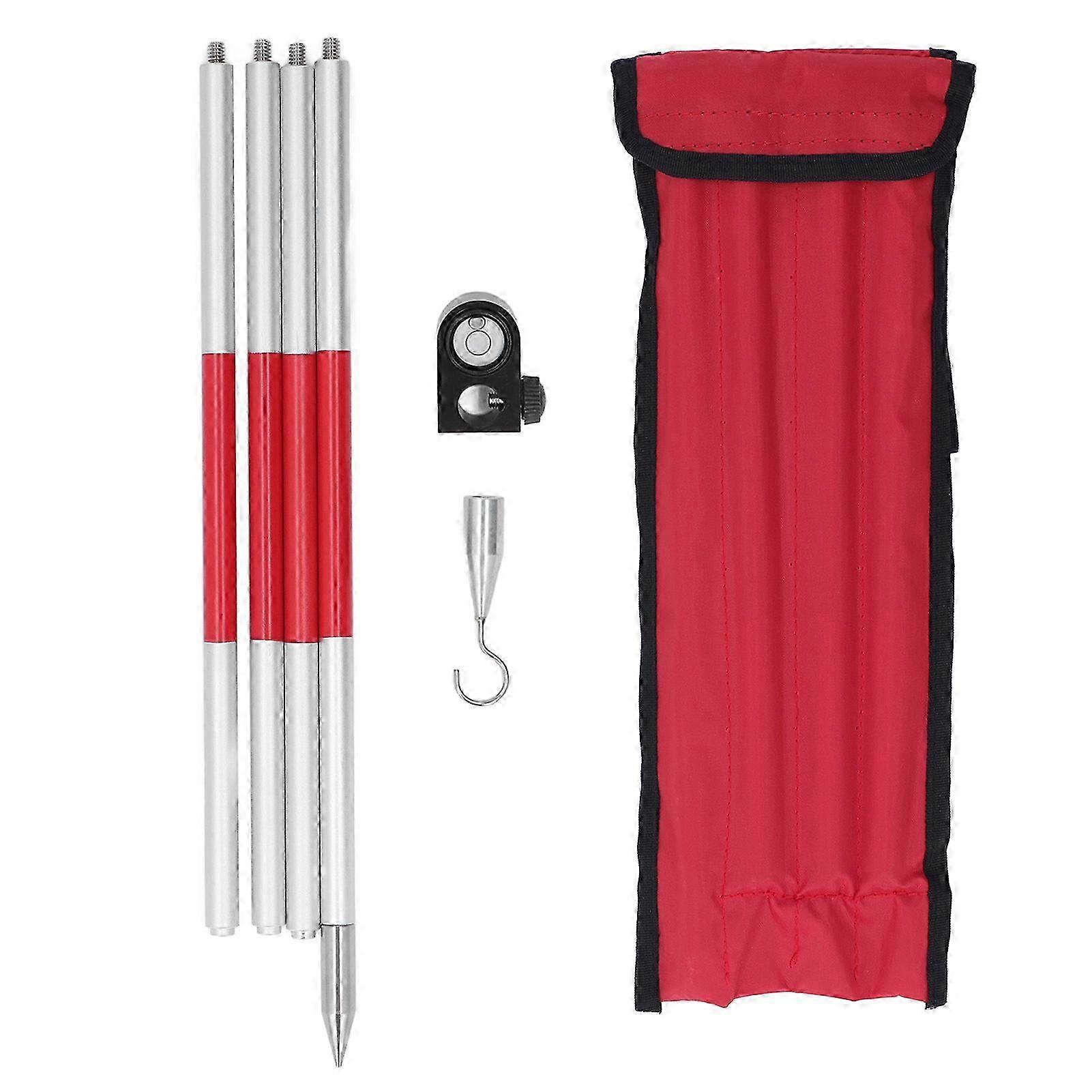 Prism Pole 4 Section Universal 1/4in Thread Aluminum Alloy Total Station Surveying Prism Rod