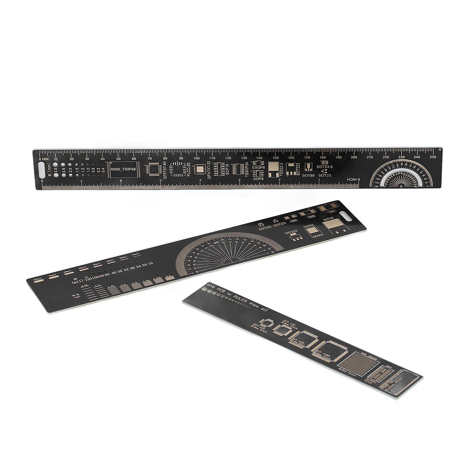 PCB Engineering Ruler Multi Functional 3 Sizes Standard Scale Ruler for Electronic Engineers