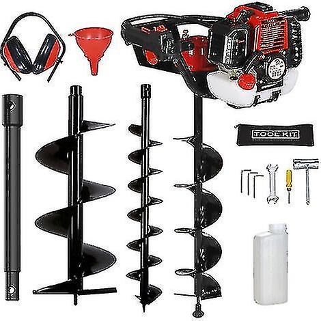 مثقاب البنزين 75cc 5.2hp مثقاب محرك البنزين مع ثلاثة لقم حفر الصلب 100/200 / 300mm و 3 