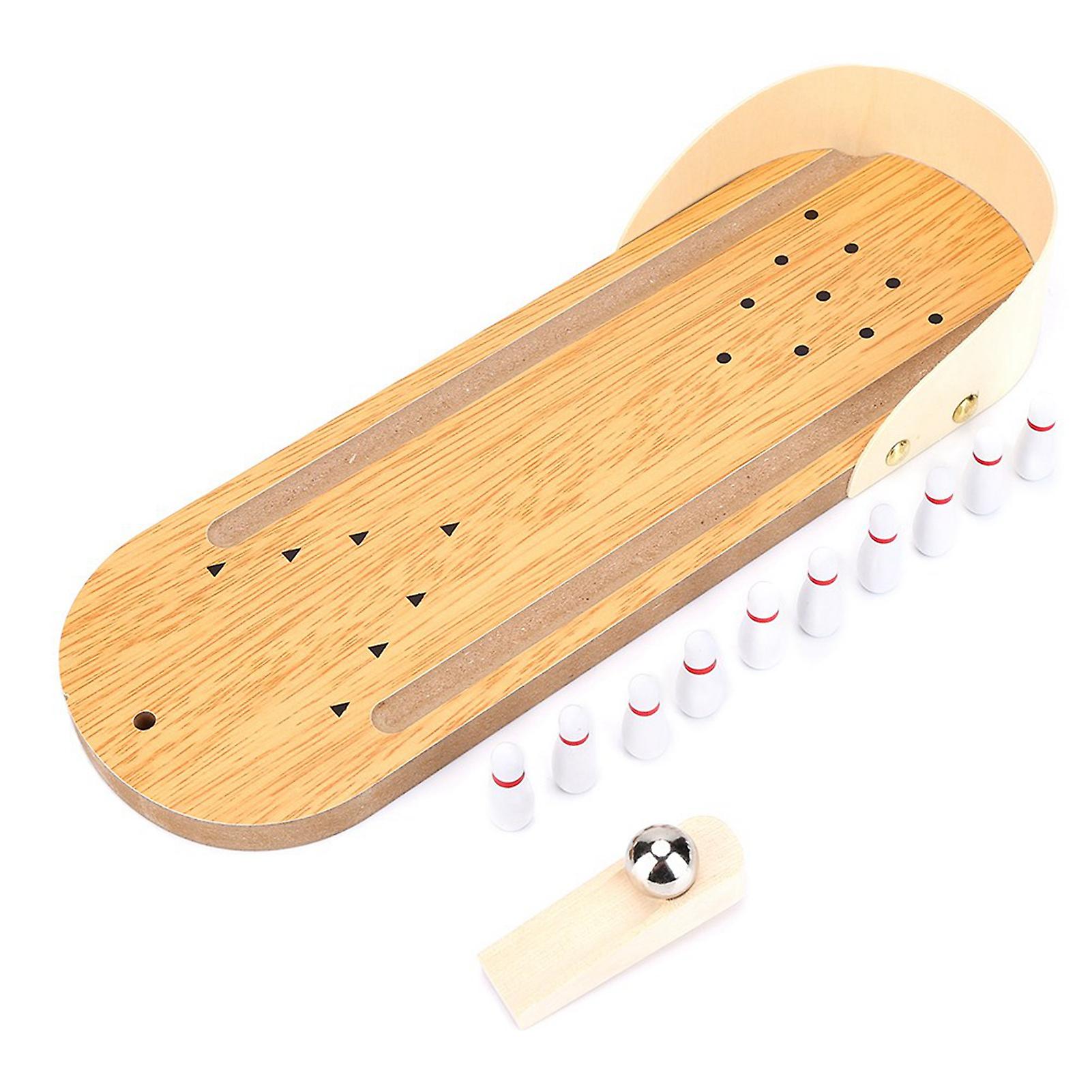 Mini Wooden Tabletop Bowling Game Desk Decoration Kids Toys