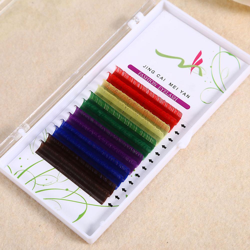12 Rows False Eyelashes Set, 6 Colors, Natural Fiber, 12mm (D)