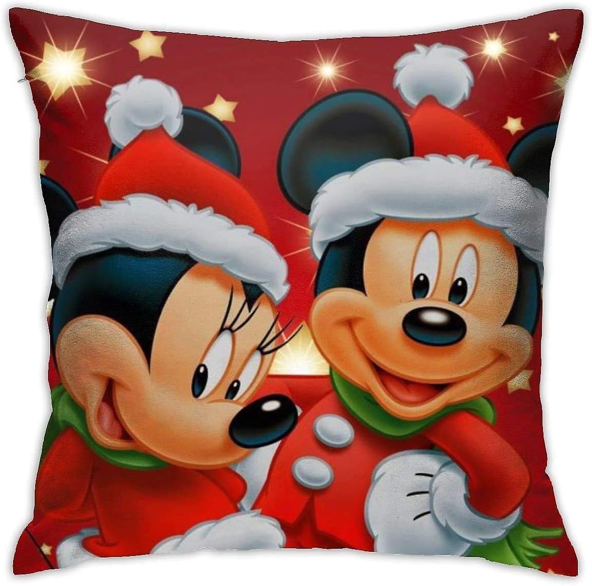 Boweike Mickey Mouse Christmas Amazing Square Throw Pillow Case,Velvet Cushion Cover Soft With Hidden Zippe For Sofa Couch Living Room Home Decor. (18