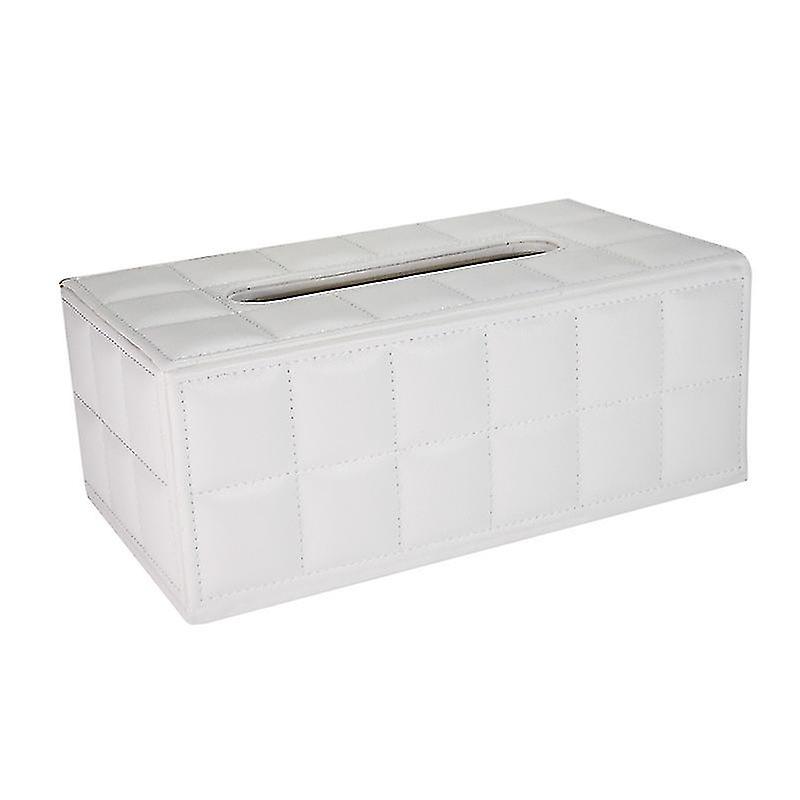 Rectangular Leather Tissue Box (white)