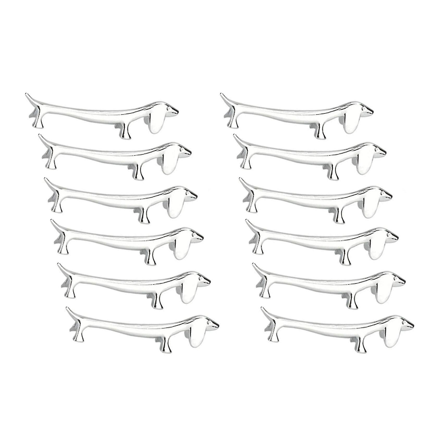 12 stuks eetstokjeshouder voor kleine honden, eetstokjeshouder voor teckel, zinklegering, vorkstandaard, lepel, servies
