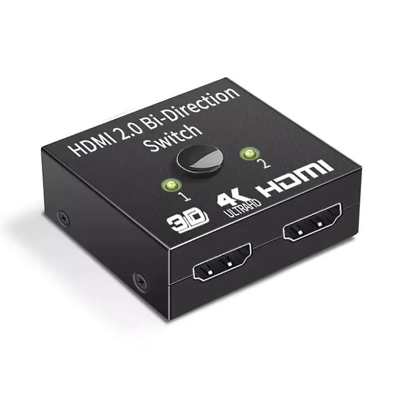 4K 60Hz HDMI Switch 2 In 1 Out 1080P HD HDCP 3D HDR HDMI Switcher Box Bi-directional Video Splitter for Laptop PC Xbox PS3/4/5 TV Box TV Projector