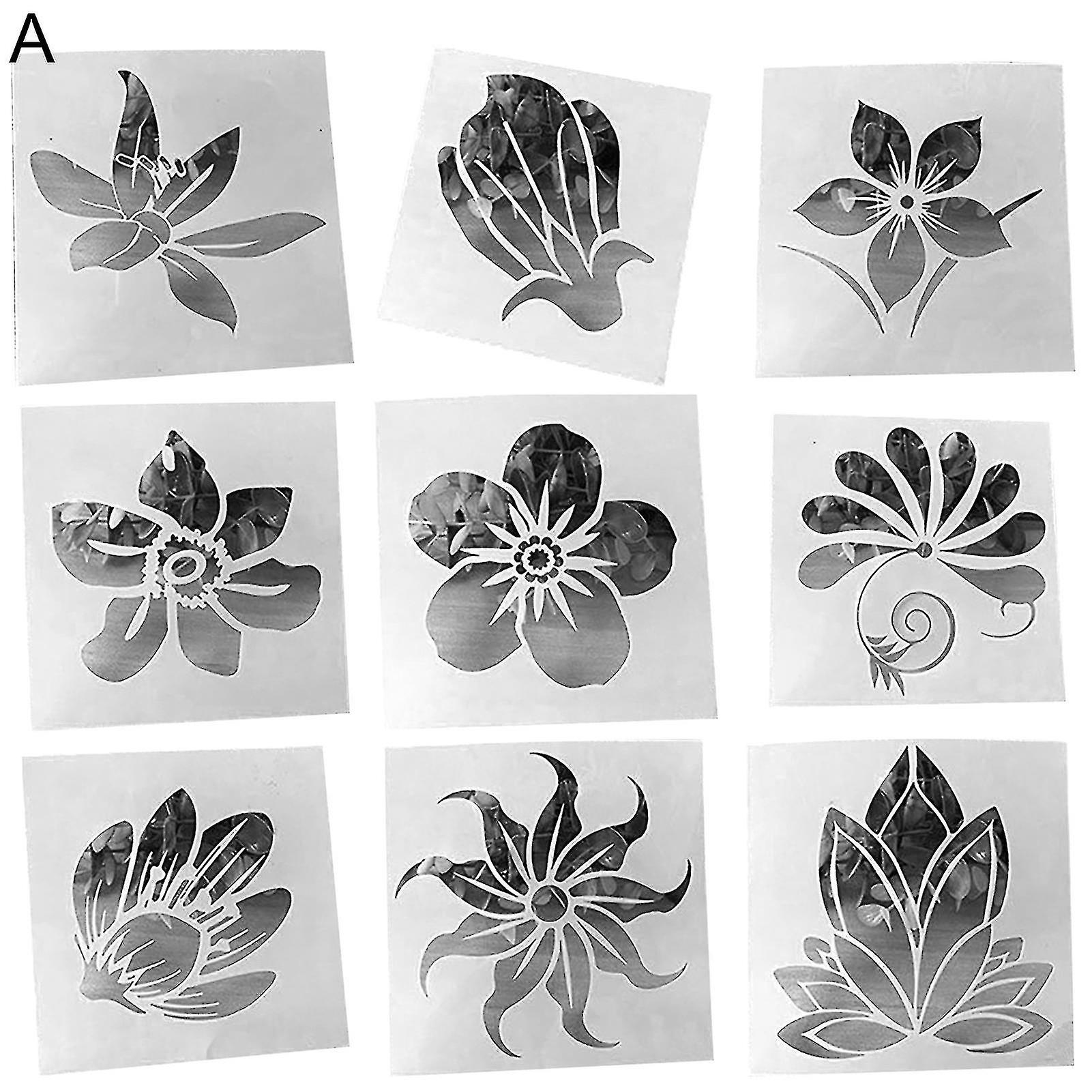 Wharick 1 Set Painting Stencil Flower Pattern PET Paper Craft Painting Template for Wall Art