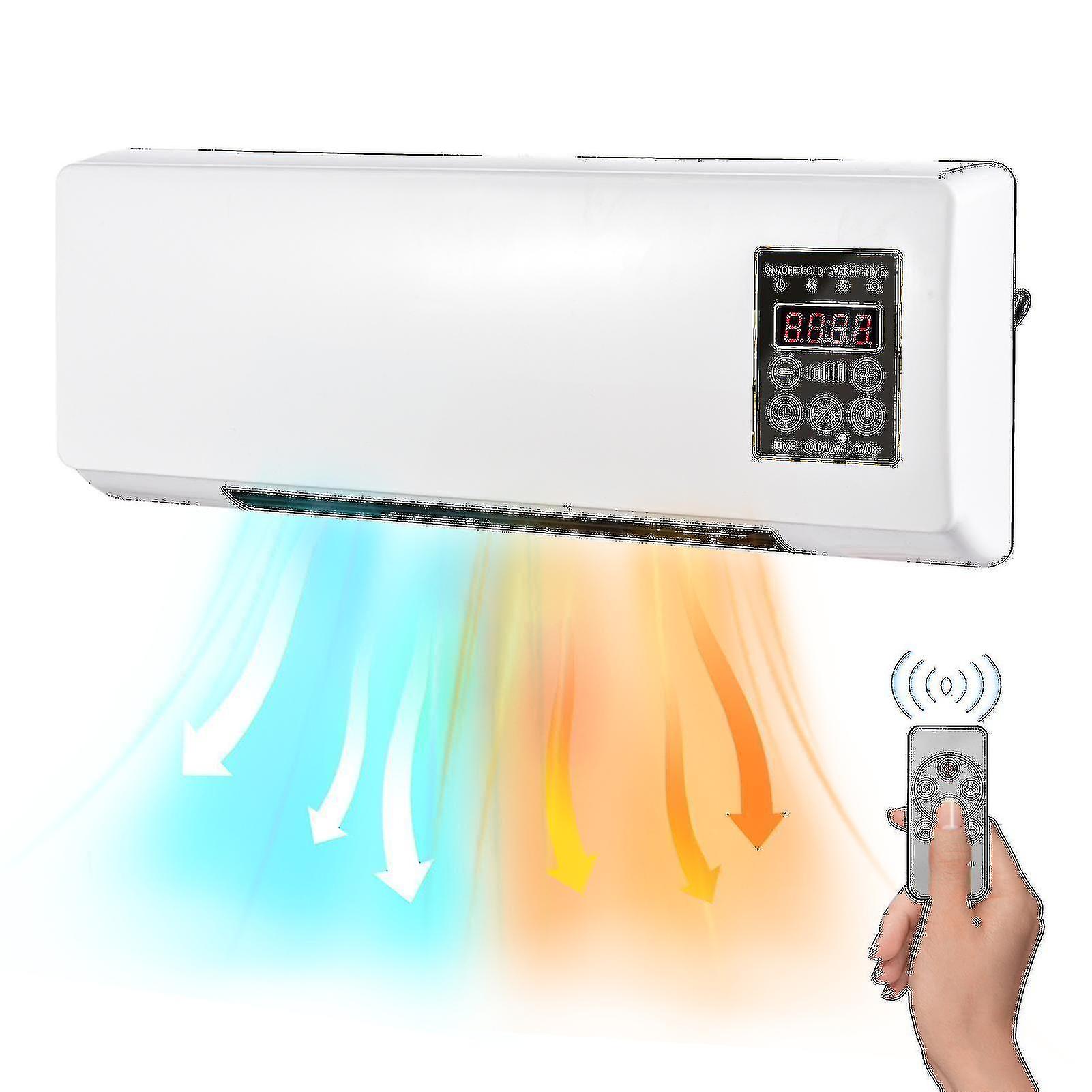 ポータブルヒーターとエアコンコンボ壁掛けデスクトップ2in1電気ヒーターエアコン家庭用寝室暖房と冷房タイマー付き
