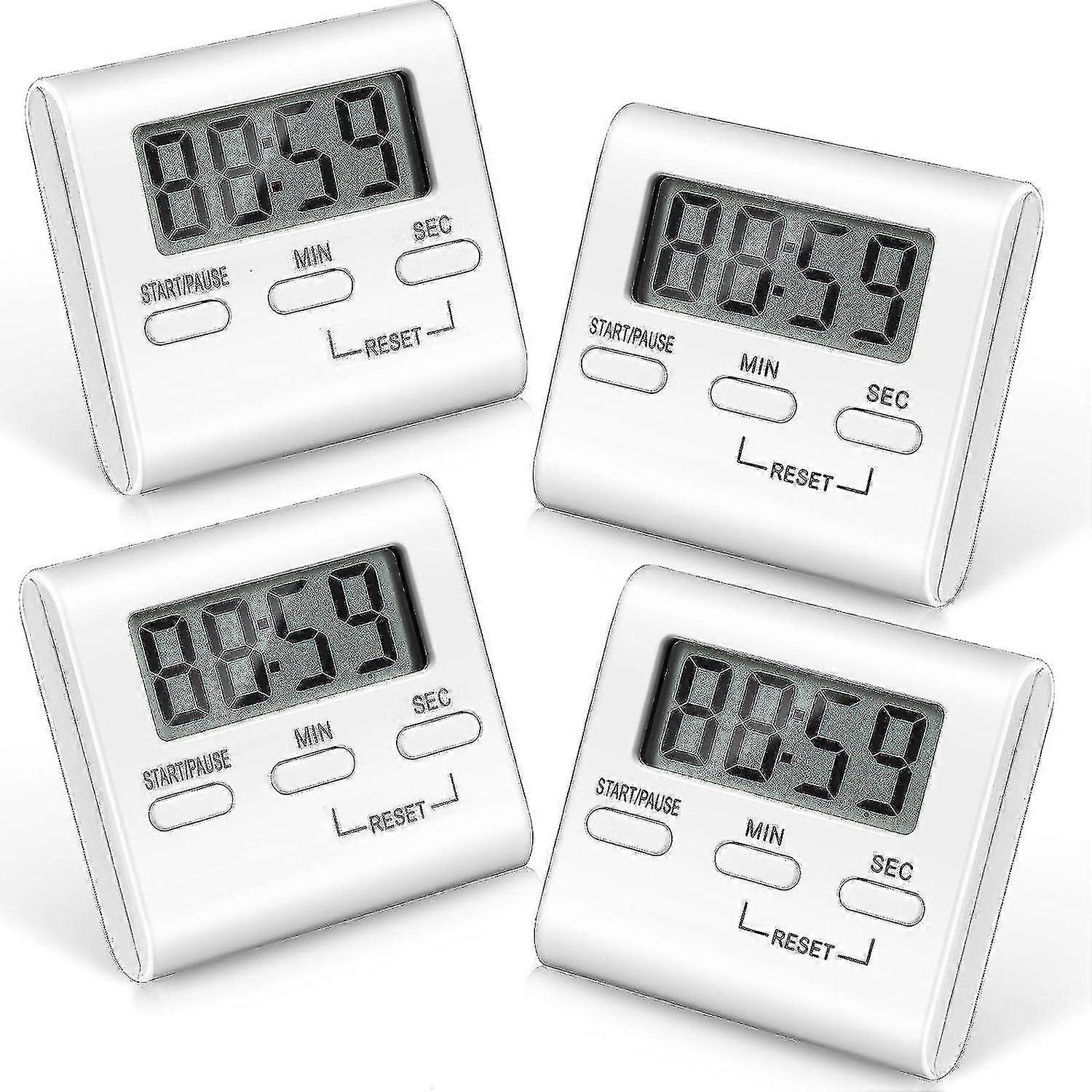 4 Pieces Timers, Kitchen Timer For Cooking, Digital Kitchen Cooking Timers, Egg Timer, Countdown Timer With Loud Alarm Big Digits And Back Stand For C