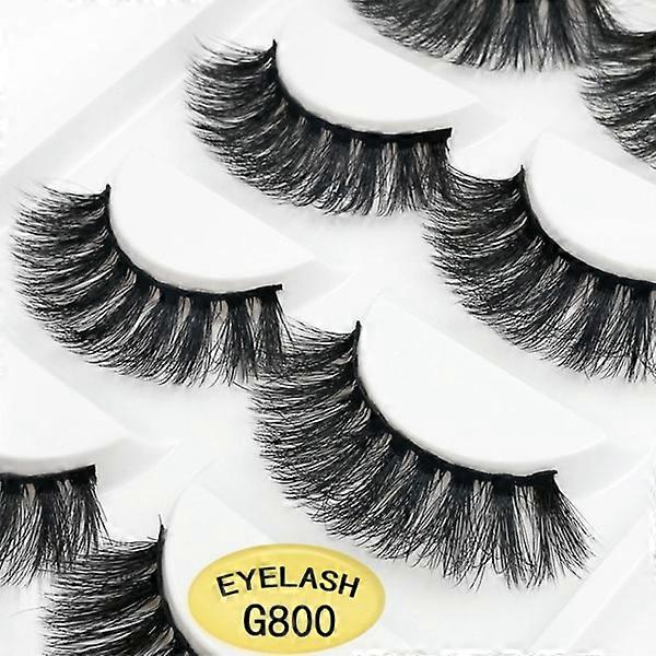 5 paires Noir de faux cils - faux vison 3D - G800