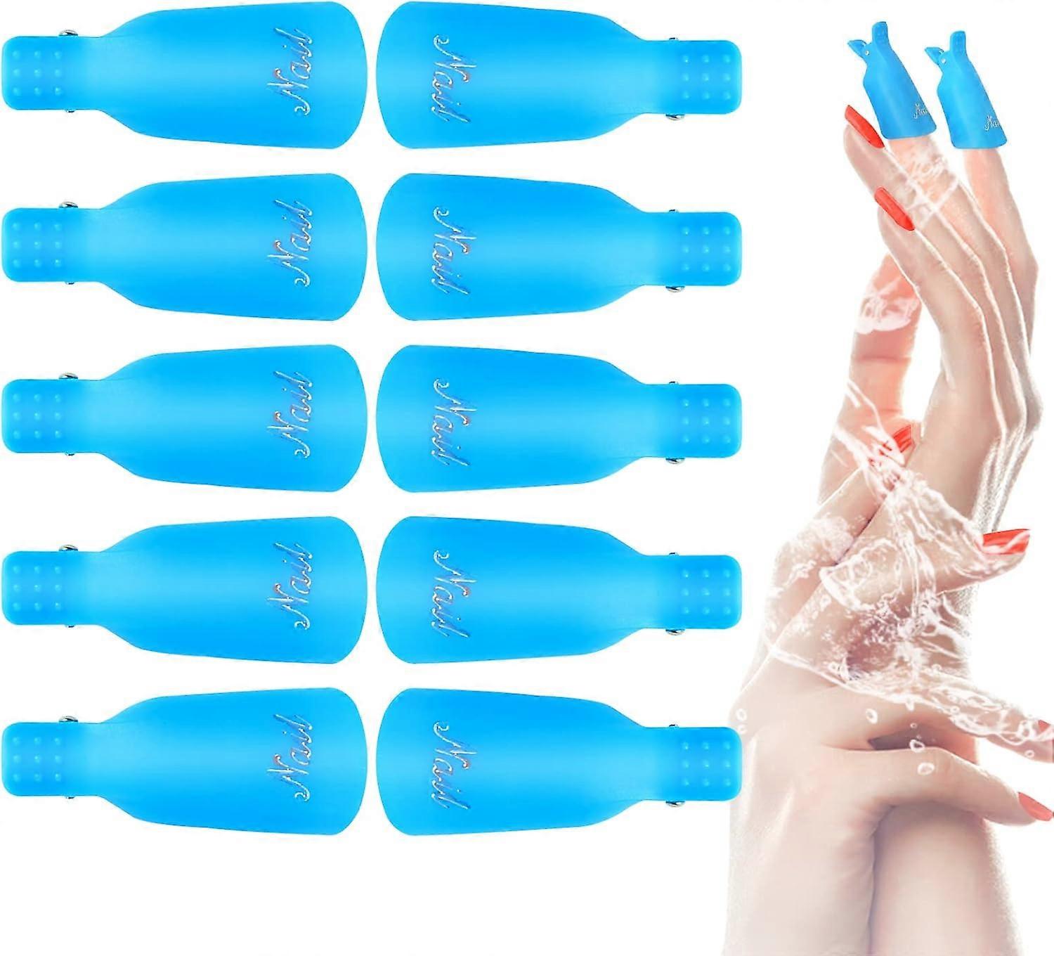 ネイルキャップ、ネイルポリッシュリムーバークリップ、10個半永久ポリッシュピンセット、半永久ネイルクリップUVキャップツール、ネイルアートジェルネイル用、ブルー