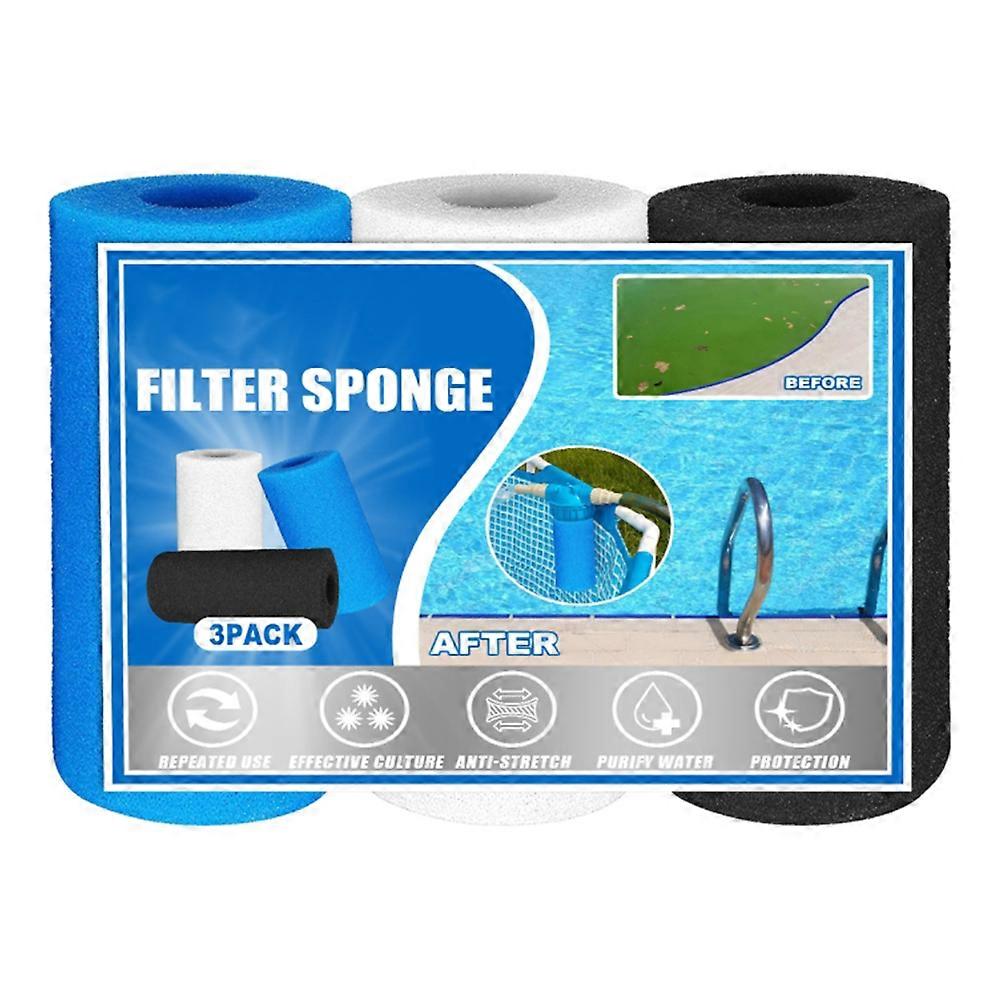 3Pcs Pool Foam Filter Sponge Cartridge Swimming Pool Filter Sponge Reusable Washable Replacement Filter Cleaner