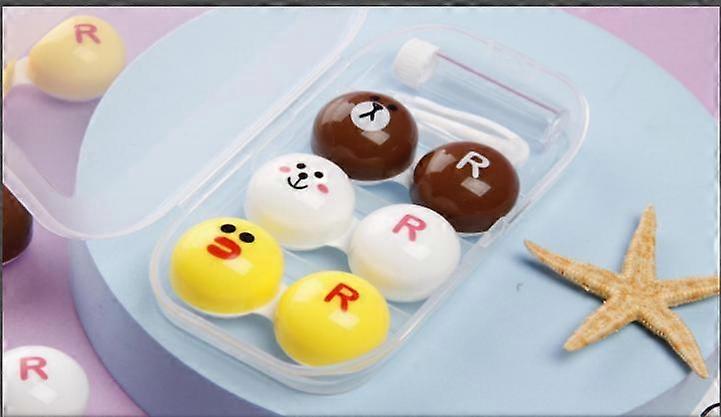 Colored Contact Lens Box With Tweezer Suction Stick Set  Portable Storage Container Travel Easy Carry Milk Tea Case