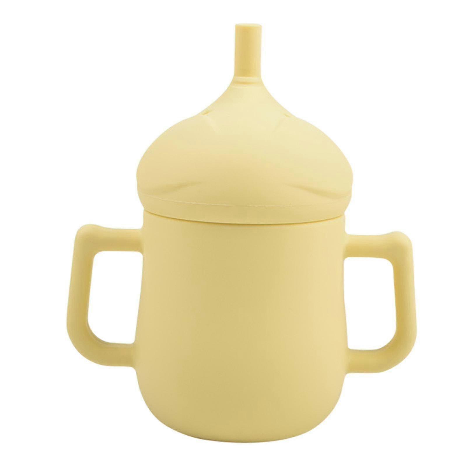 Baby Learning Drinking Cup With Straw And Handles Soft Silicone Training Cup