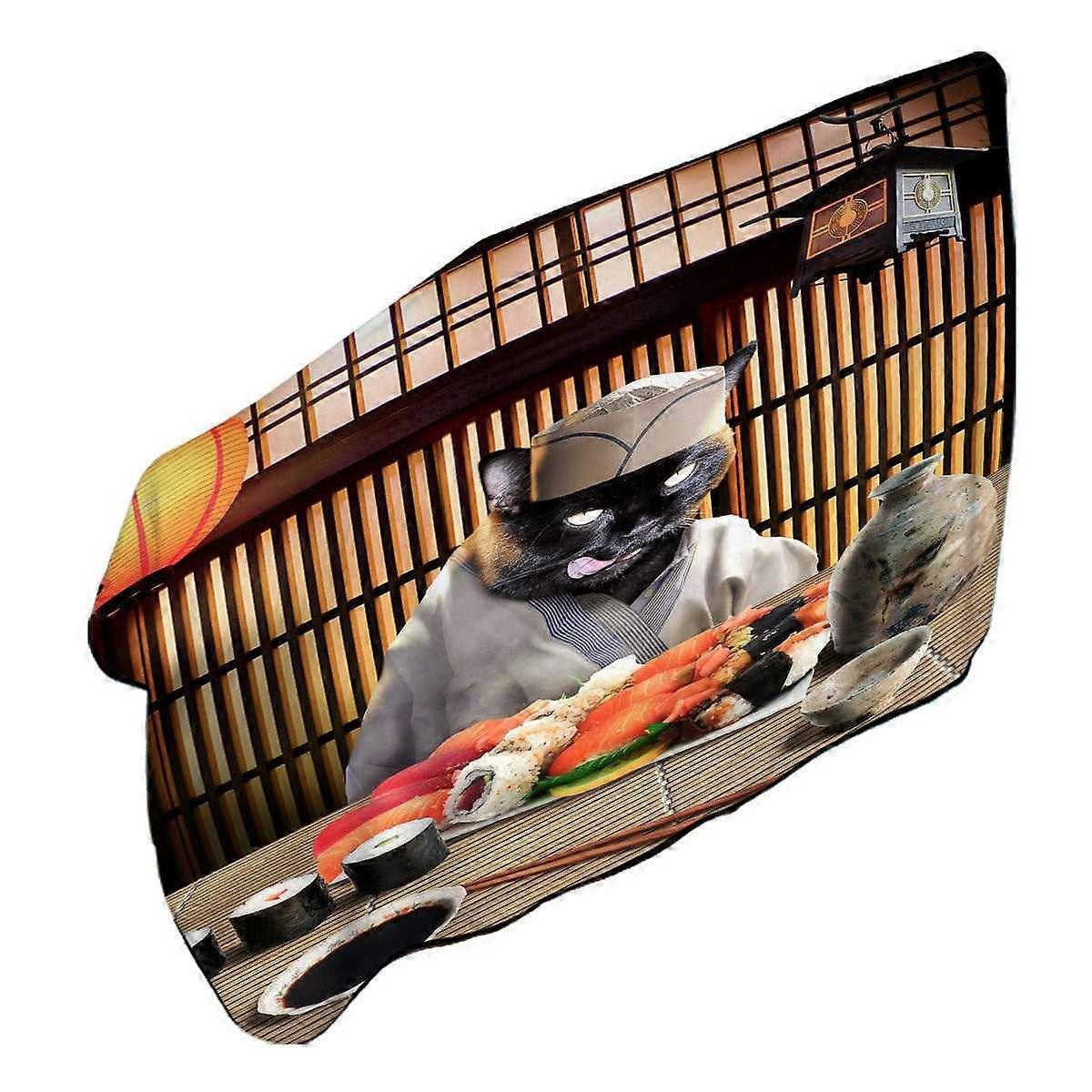 Awesome Cool Art Funny Japanese Sushi Chef Cat Microfiber Beach Towel