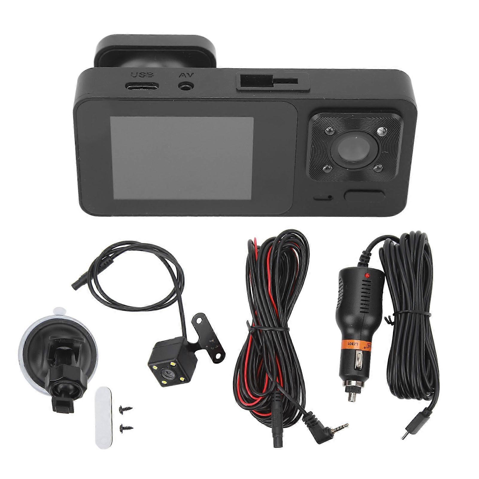 3 Channel Dash Cam Front Rear Inside 1080P Motion Detection 170 Wide Angle Loop Recording G Sensor Parking Monitor DVR