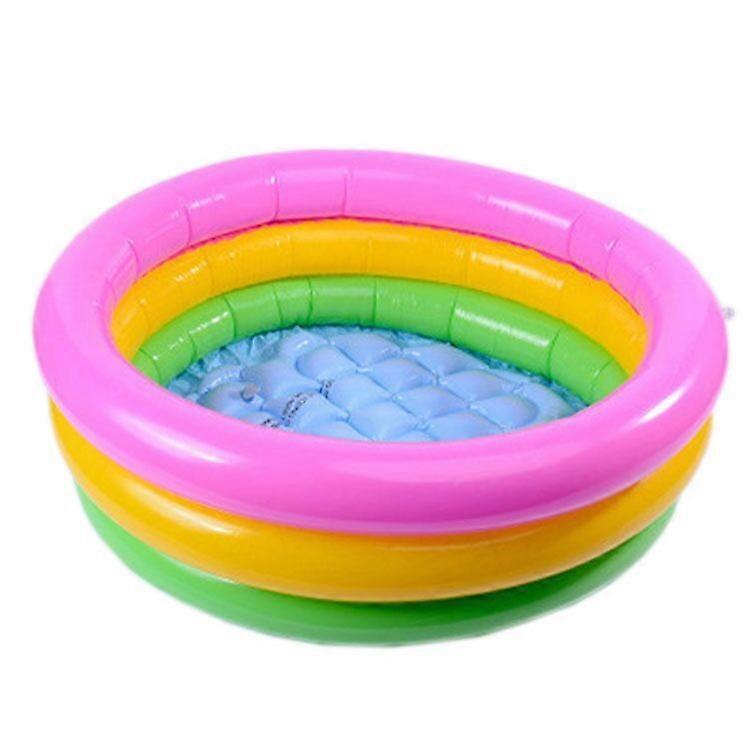 Toy Round Pool, Three-layer Rainbow Inflatable Toy Portable Anti-flip Children Basin Bathtub(60cm)