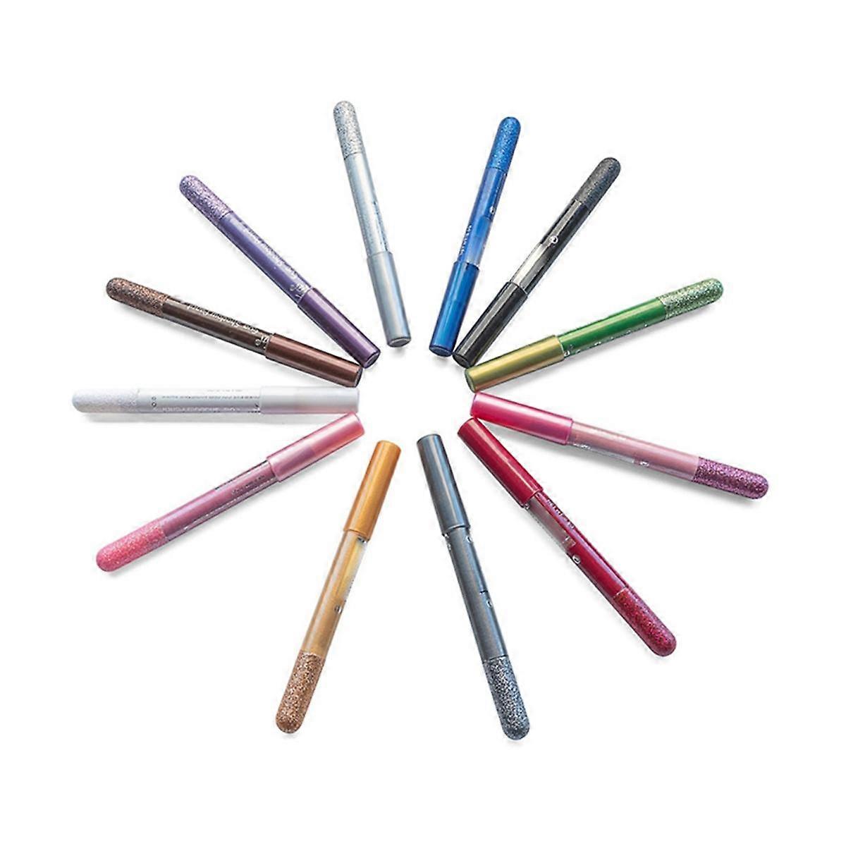 Waterproof Pearlescent Eyeshadow Pencil Stick 12 Colors Lasting Glitter Shimmer Eye Shadow Pen Eyeliner Eyes Makeup Tools