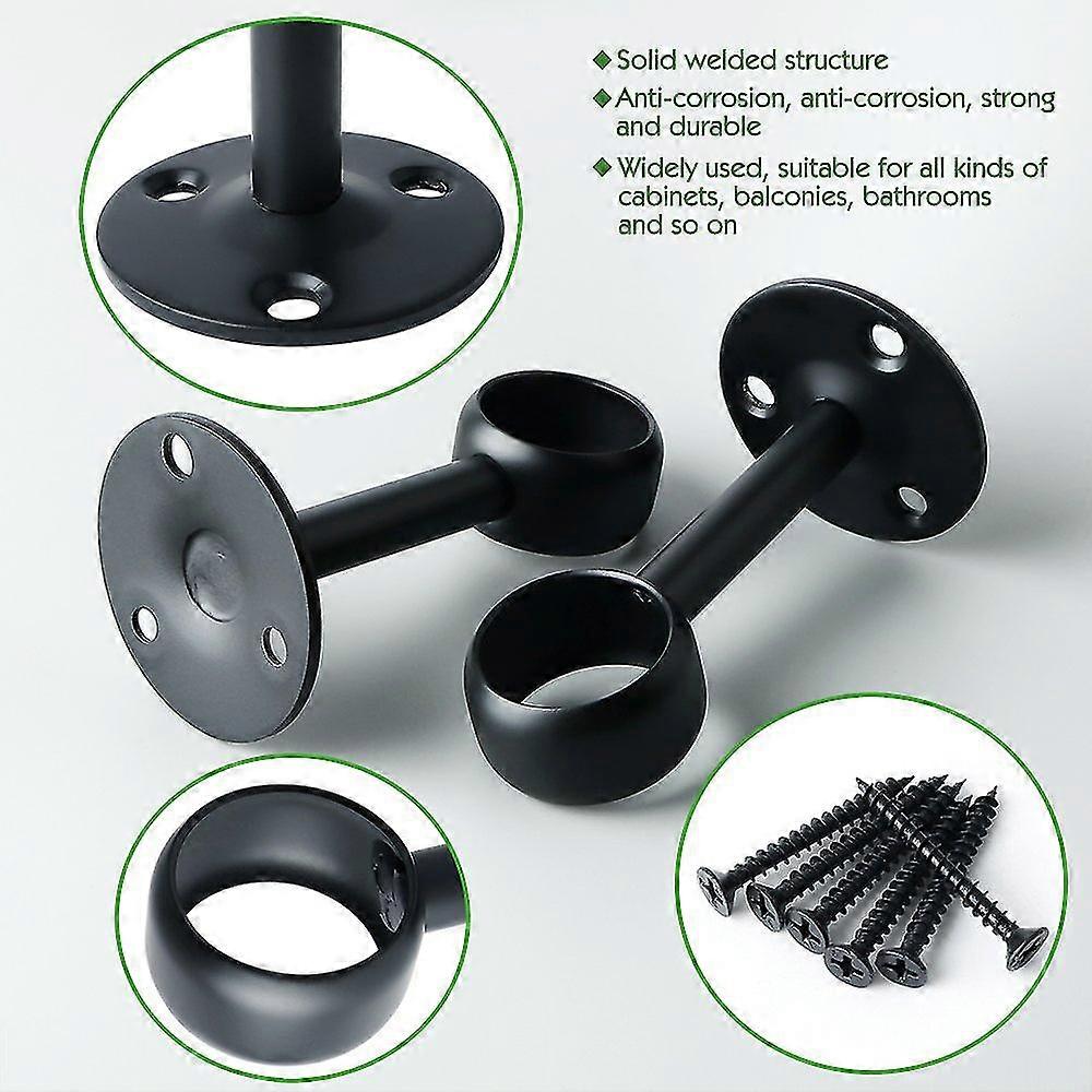 2 Stück Edelstahl Deckenhalterung Für Gardinenstangen – 3,8 Cm, Mattschwarz, Inkl. Schrauben