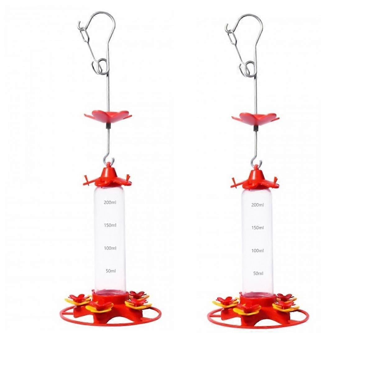 2PCS Bird Feeder 200Ml Plastic Feeders for Outdoors, with Built-In Ant Guard-Circular Perch with 5 Feeding Ports