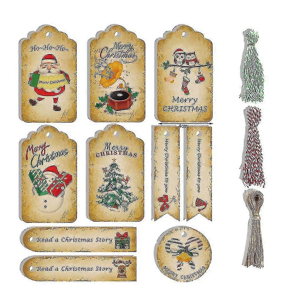 2024 150 Pcs Christmas Kraft Paper Tags With Cotton String Compatible With Diy Craft