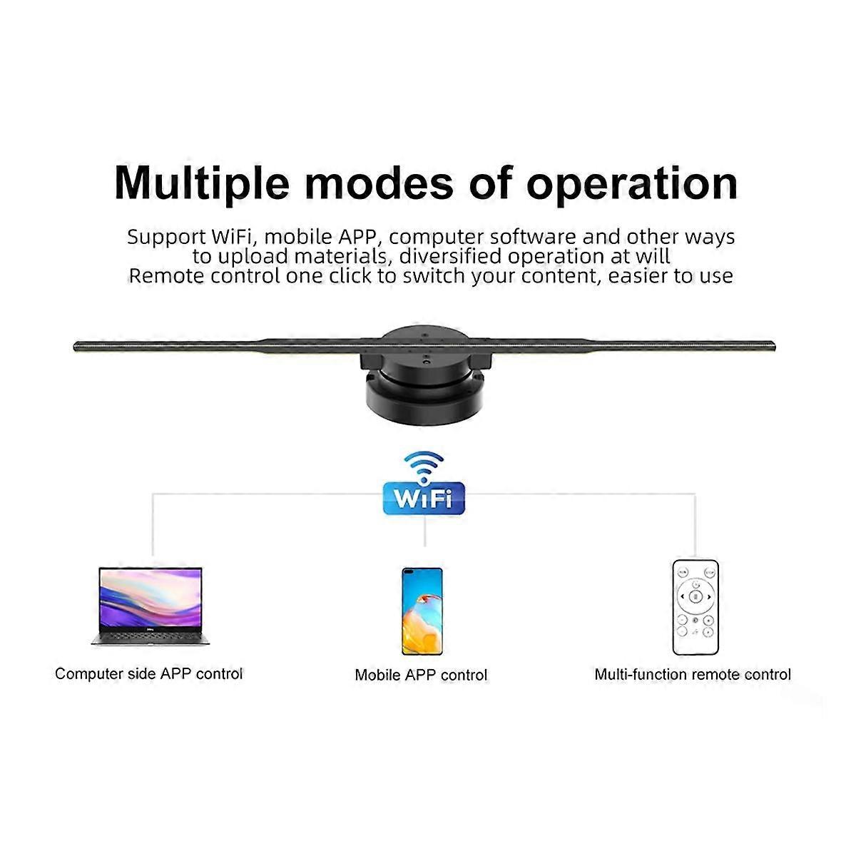 WIFI 3D Holographic Projector 352LED Holographic Player Fan for Image Video Store Bar Party Advertising Display EU Plug