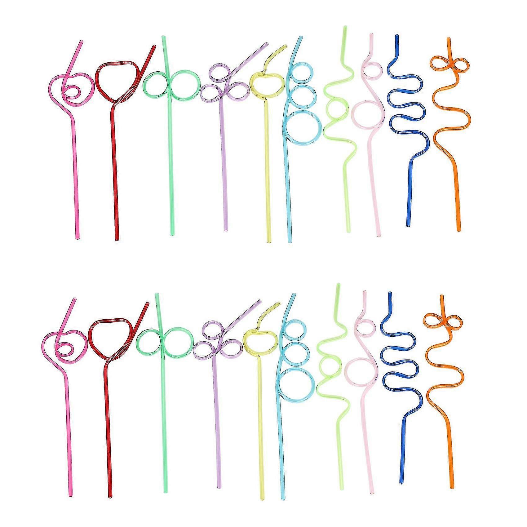 crazy loop straws, (pack of 50) colorful reusable drinking straws